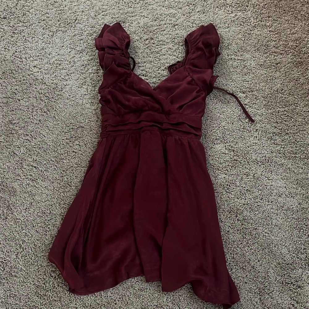 Altard State - Burgundy Ruffle Dress - Womens XS